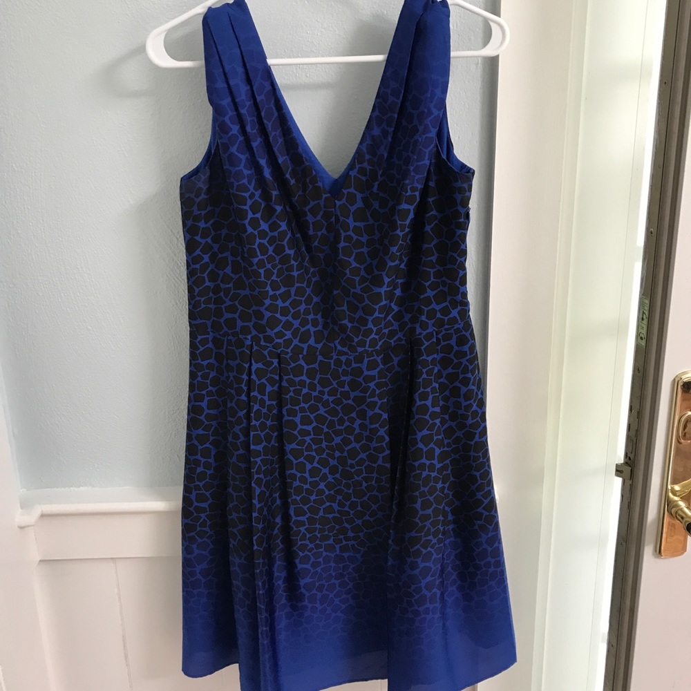 Loft blue and black dress with subtle animal print